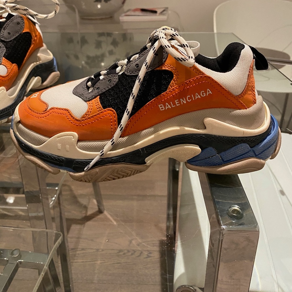 Balenciaga Triple S Trainers in Orange and Blue